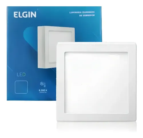 Plafon Led 2 Quadrado Sobrepor 18w 6500k Branco Frio Elgin